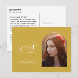 Elegant Arched Photo Earthy Yellow Afstuderen Briefkaart