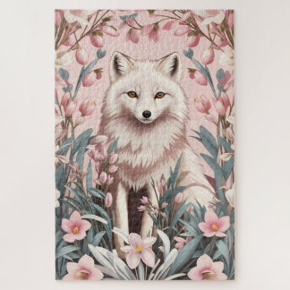 Elegant Arctic Fox Pink Floral Legpuzzel
