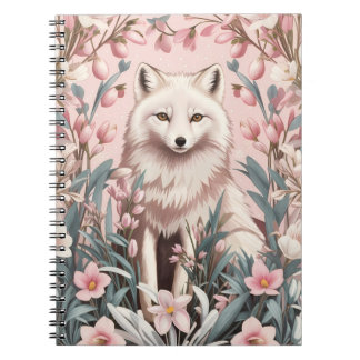 Elegant Arctic Fox Pink Floral Notitieboek