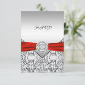 Elégant argent et mariage rouge RSVP (Debout devant)