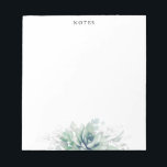 Élégant Argent Feuilles Succulents Bloc-notes vert<br><div class="desc">Aquarelle succulents et argent vert feuille élégants blocs-notes</div>
