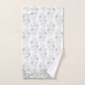 Élégant Argent Floral Glittery Glam Ensemble de se (Serviette à main)