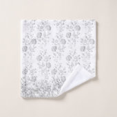 Élégant Argent Floral Glittery Glam Ensemble de se (Gant de toilette)