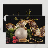 Élégant Argent Or Noir Carte de Vœux de Noël Fêtes (Devant / Derrière)