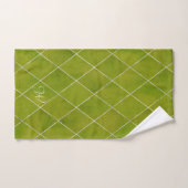 Élégant Argyle Wasabi Vert Grille Monogramme Argen (Serviette à main)