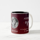 Elegant Aries Zodiac Symbol Traits Photo Mug (Devant droit)