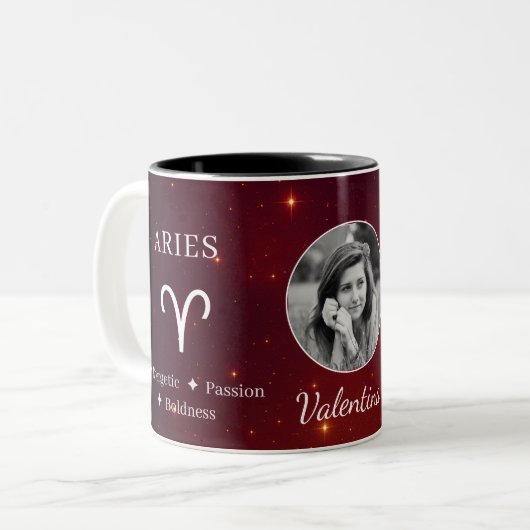 Elegant Aries Zodiac Symbol Traits Photo Mug (Devant gauche)