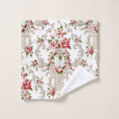 Élégant Arrière - plan Floral-Blanc Rococo (Gant de toilette)