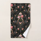 Élégant Arrière - plan Floral-Noir de Rococo (Serviette à main)