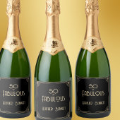 Elegant Art Deco 50 and Fabulous Birthday Sparkling Wijnetiket