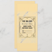 Elegant Art Deco Birthday Invitation on Marble Bac (Devant / Derrière)