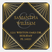  Elegant Art Deco Black Gold Address Label (Voorkant)