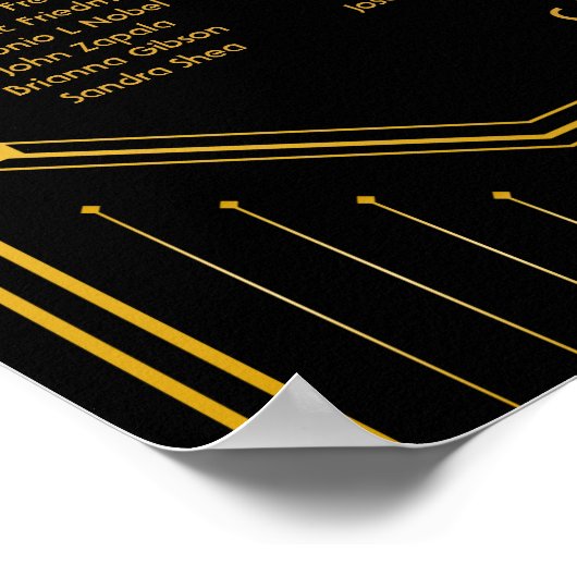 Elegant Art Deco Black Gold Seating Chart Poster (Hoek)