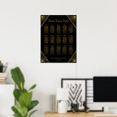  Elegant Art Deco Black Gold Seating Chart Poster (Thuiskantoor)