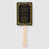 Elegant Art Deco Black Gold Wedding Hand F Handwaaier (Voorkant)
