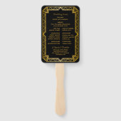  Elegant Art Deco Black Gold Wedding Hand F Handwaaier (Achterkant)