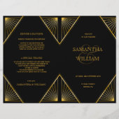  Elegant Art Deco Black Gold Wedding Progra (Voorkant)