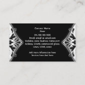 Elegant Art Deco Black Silver Floral Visitekaartje (Achterkant)