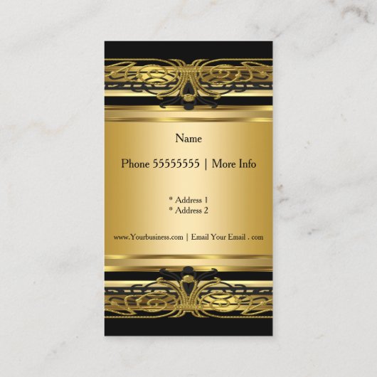 Elégant Art Déco Carte de visite Gold Noir (Dos)