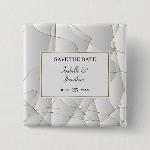 Elegant Art Deco Design Vierkante Button 5,1 Cm