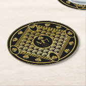 Elegant Art Deco Fan Pattern Monogram Weddenschap Ronde Kartonnen Onderzetter (Gebogen)