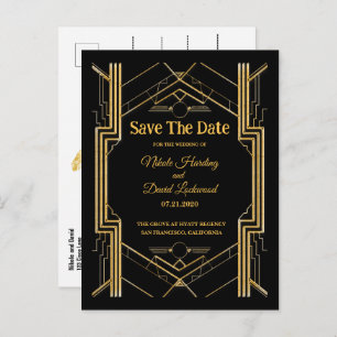 Elegant Art Deco Gatsby slaat de Kaart Datum op