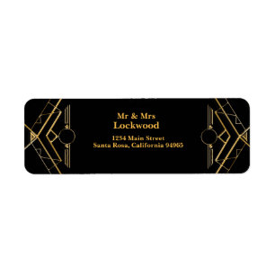 Elegant Art Deco Gatsby Wedding Return Address Etiket