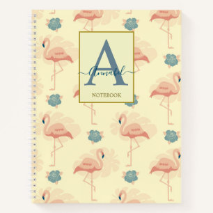Elegant art deco geïnspireerde flamingo en rozen  notitieboek