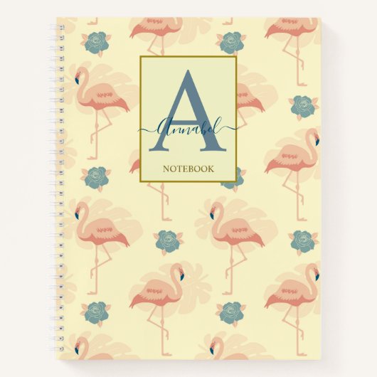 Elegant art deco geïnspireerde flamingo en rozen notitieboek (Voorkant)