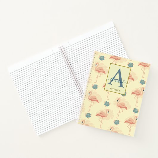 Elegant art deco geïnspireerde flamingo en rozen notitieboek (Binnen)