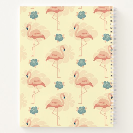 Elegant art deco geïnspireerde flamingo en rozen notitieboek (Achterkant)