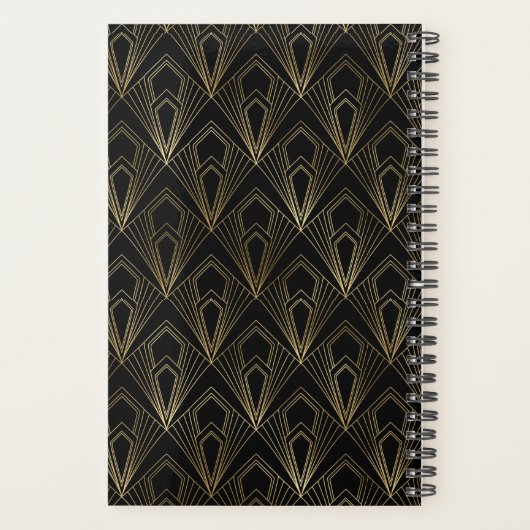 Elegant Art Deco Geometric Pattern| Zwart en goud Planner (Achterkant)