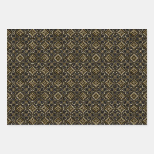 elegant art deco-getild patroon  inpakpapier vel (Voorkant 3)