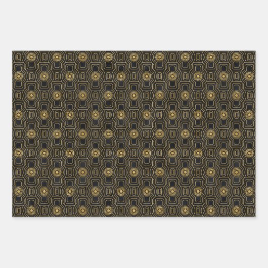 elegant art deco-getild patroon  inpakpapier vel (Voorkant)