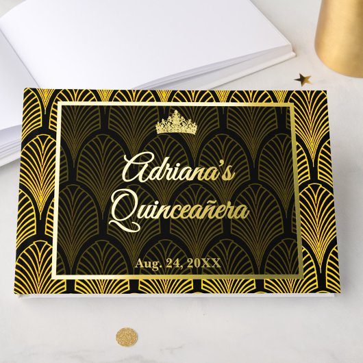 Elegant Art Deco Gold Black Quinceanera
