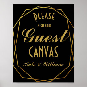 Elegant art deco Gold en zwarte gastendoek Poster