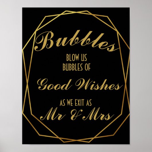 Elegant art deco Gold en zwarte zeepbel Poster (Voorkant)