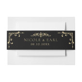 Elegant Art Deco Gold Retro Wedding Black Uitnodigingen Wikkel (Voorkant Voorbeeld)