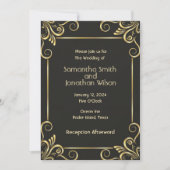 Elégant Art Déco Gold sur Faire-part de mariage no (Devant)