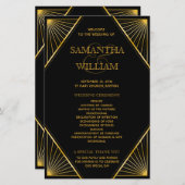  Elegant Art Deco Gold Wedding Program (Voorkant / Achterkant)
