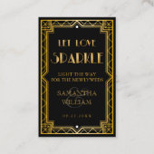 Elegant Art Deco Gold Wedding Send Bus Visitekaartje (Voorkant)