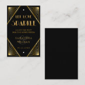 Elegant Art Deco Gold Wedding Send Visitekaartje (Voorkant / Achterkant)