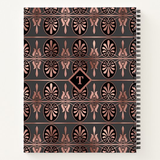 Elegant Art Deco in koper en zwart Notitieboek (Achterkant)