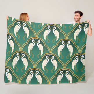 Elegant Art Deco Kraanpatroon Fleece Deken