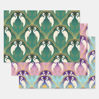 Elegant Art Deco Kraanpatroon Inpakpapier Vel