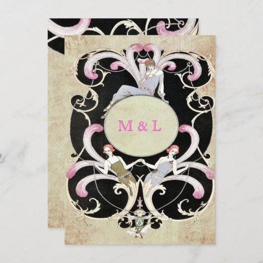 Elégant, Art Déco, Lesbienne gaie Faire-part de ma (Devant / Derrière)