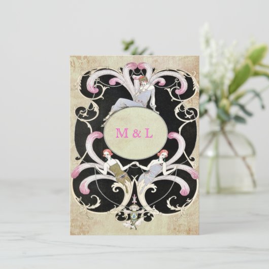 Elégant, Art Déco, Lesbienne gaie Faire-part de ma (Debout devant)