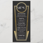Elégant Art Déco Mariage Menu Gold Black Réception (Devant)