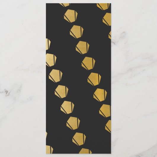 Elégant Art Déco Mariage Menu Gold Black Réception (Dos)