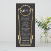 Elégant Art Déco Mariage Menu Gold Black Réception (Debout devant)